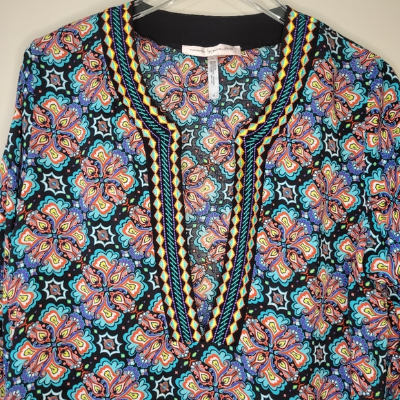 Nanette Lepore Swim Paloma Embroidered Tunic Beach Pool Coverup Dress Sz Medium - Picture 3 of 14